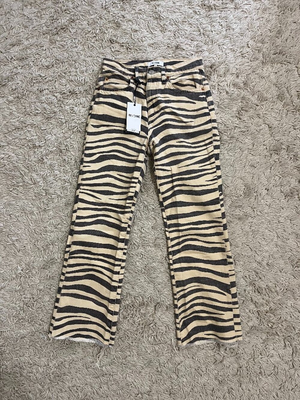Re/Done 70S Loose Flare Tiger Print Jeans